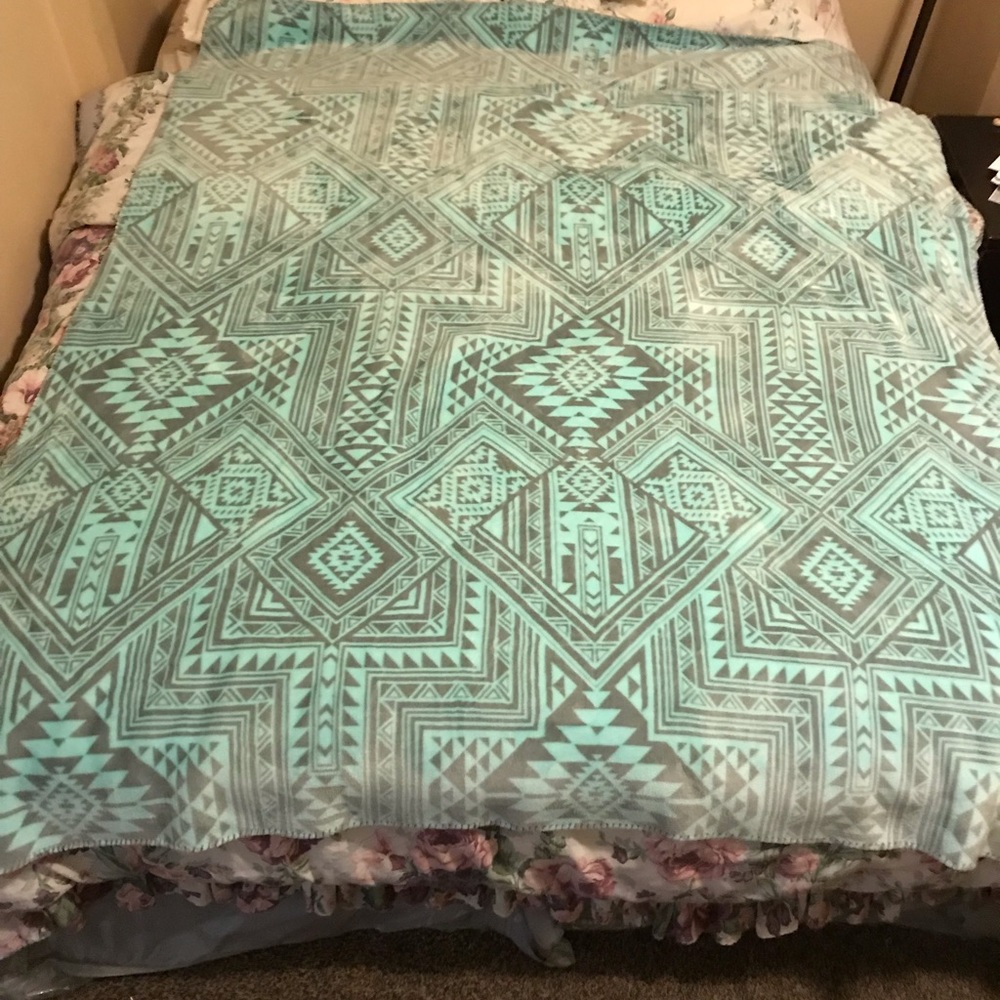 Rare VHTF 🆚 PINK Mint Aztec Sherpa Blanket - Picture 8 of 8